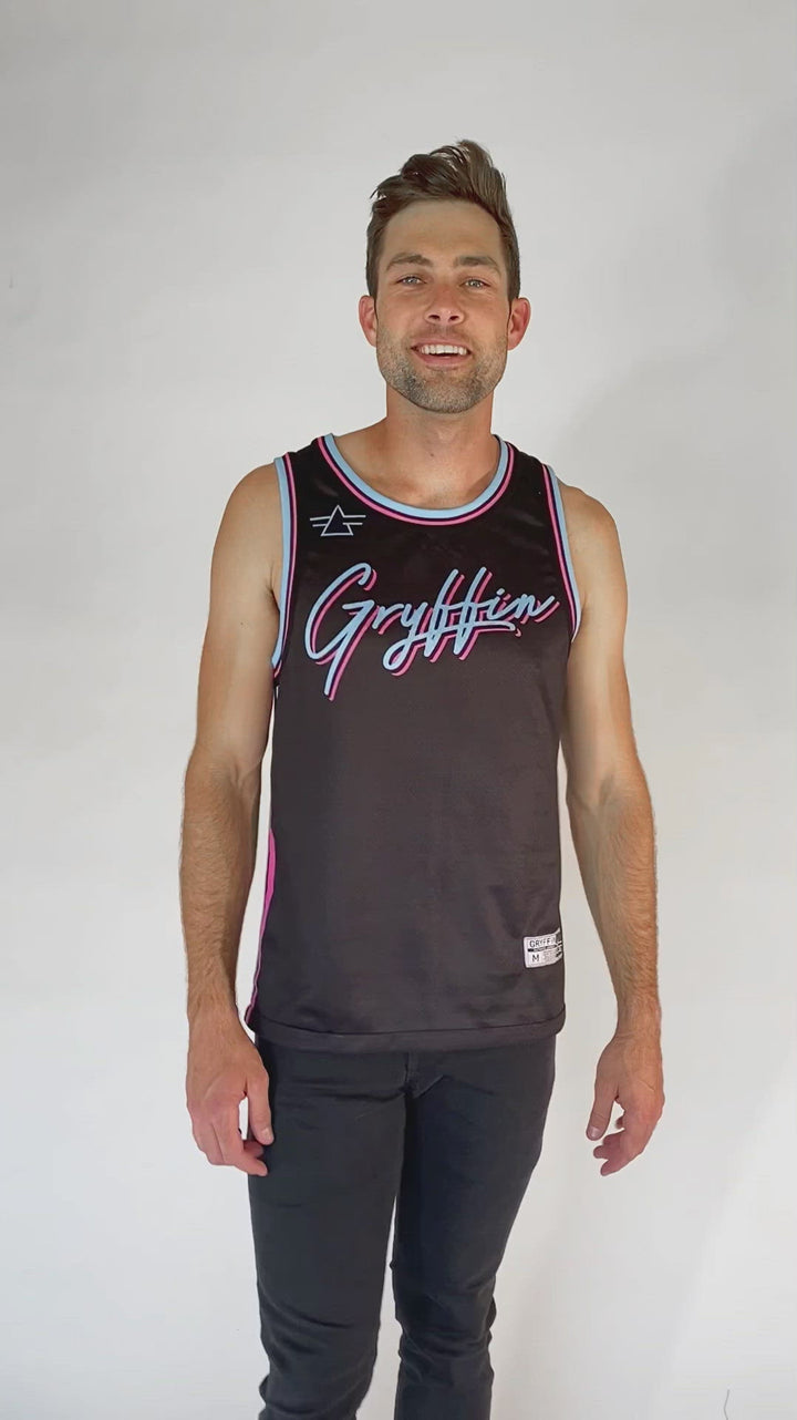 2020 Reversible Basketball Jersey - Side A: Black // Side B: Baby Blue Tie Dye