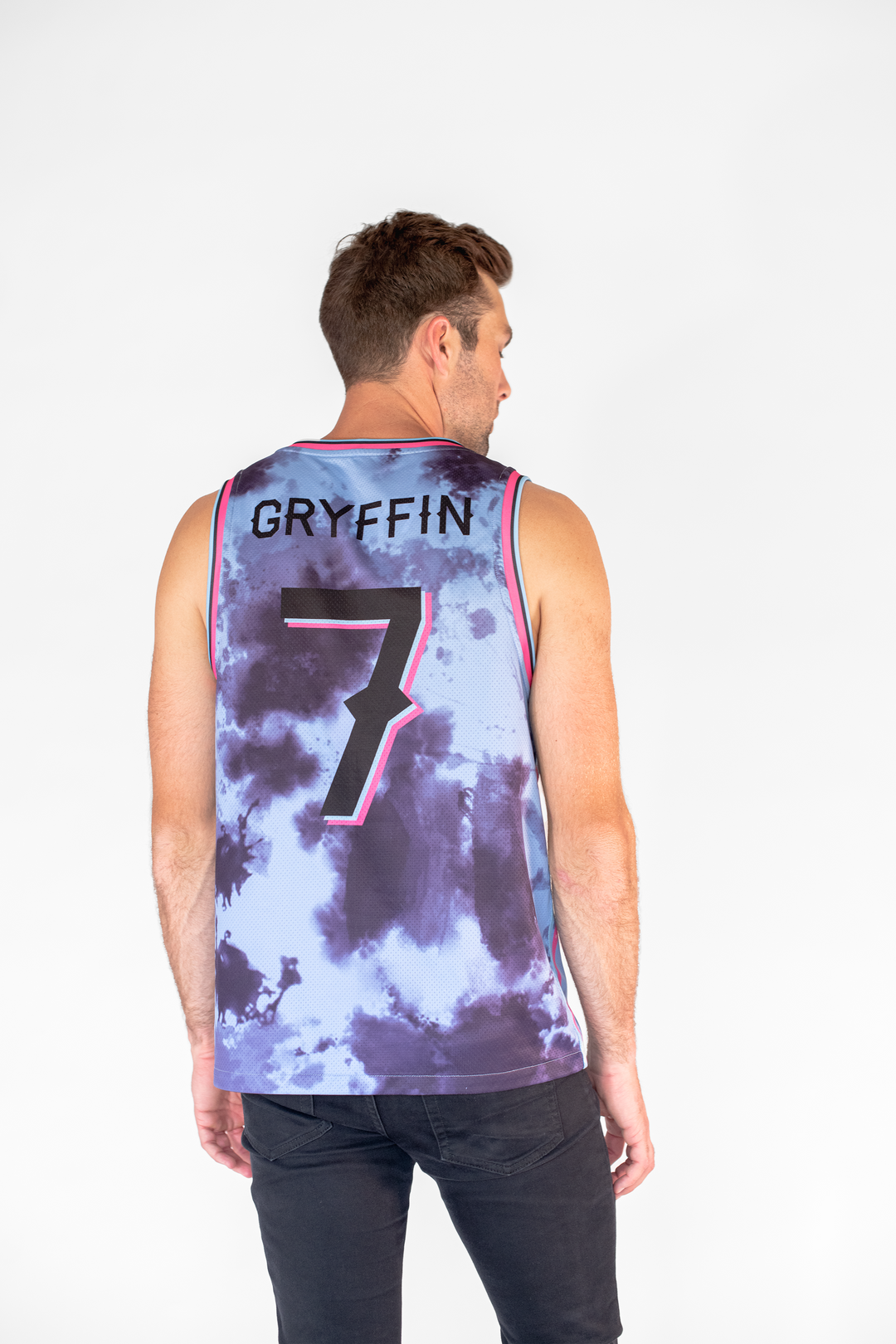 2020 Reversible Basketball Jersey - Side A: Black // Side B: Baby Blue Tie Dye