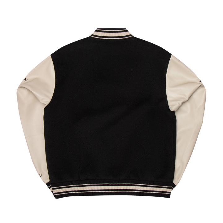 Beige & Black Varsity Jacket
